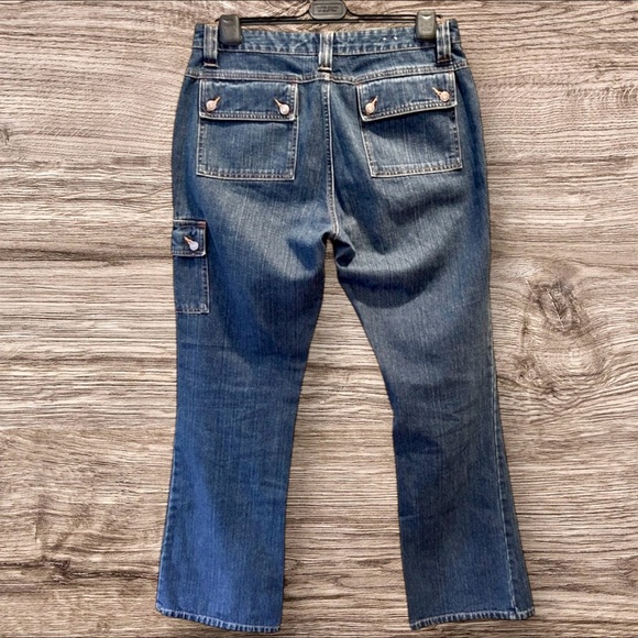 OLD NAVY Size 12 Y2K Cargo Denim Slight Flare Jeans - Picture 3 of 6